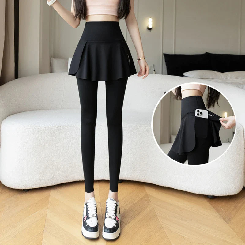 Women’s Seamless High Waist Yoga Leggings with Pockets – Two Piece Hip Lift Fitness Pants
