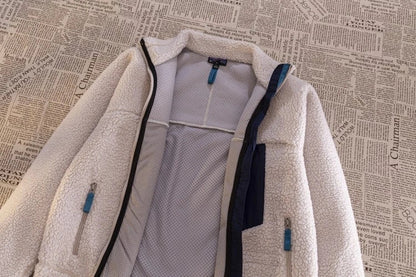 Motorcycle Outdoor Wool Jacket – Unisex Double-Sided Thick Plush Rider Suit, Windproof & Warm Lambing Wool Fashion Jacket
