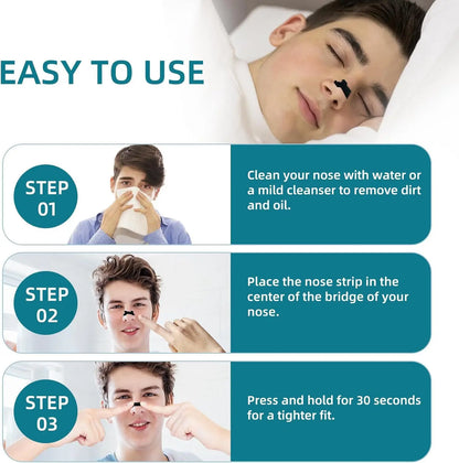 60/30/10PCS Black Nose Strips – Extra Strength Nasal Strips for Better Sleep, Non-Invasive Anti-Snoring Aid for Adults & Children