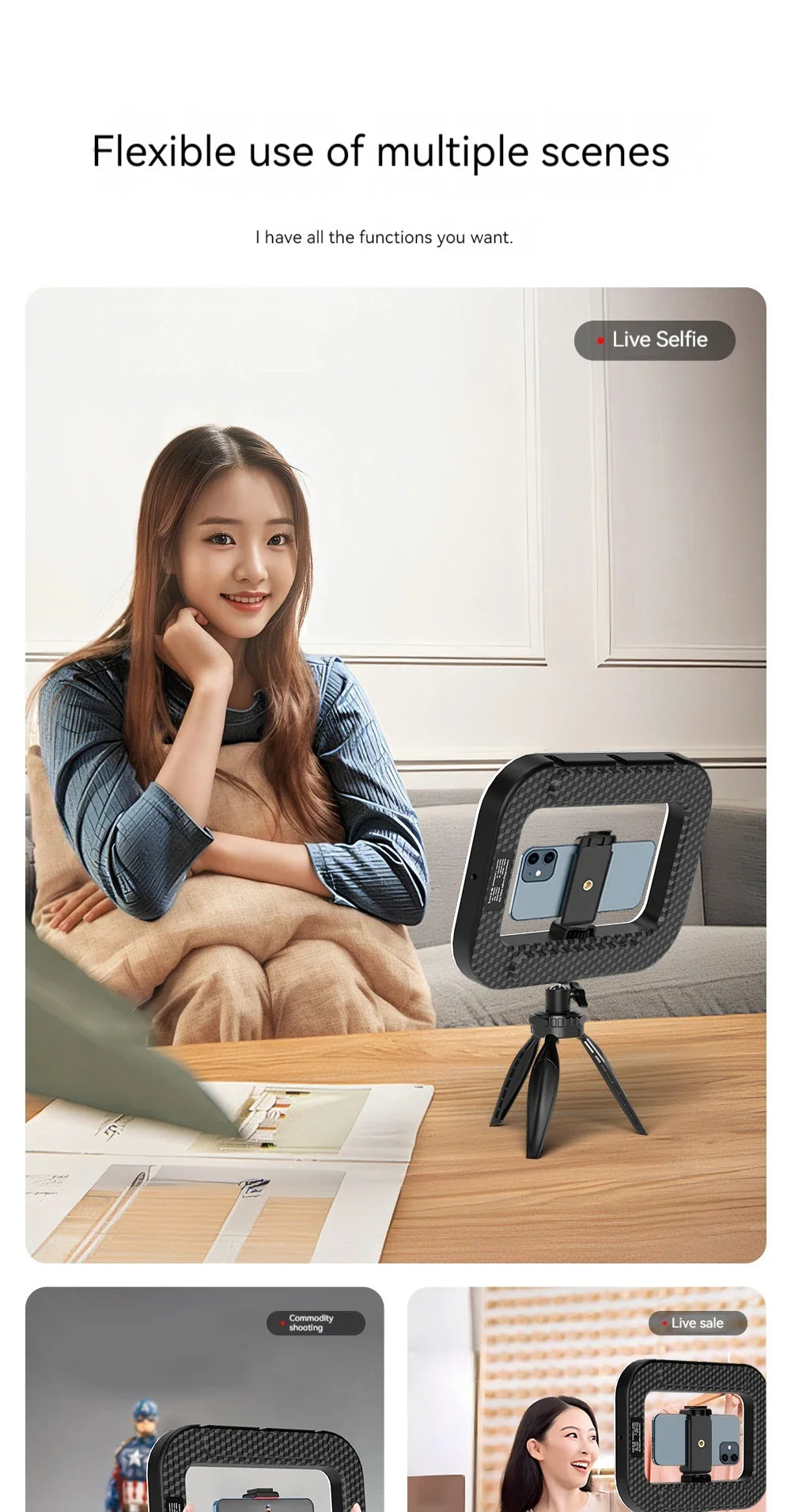 New Handheld Ring LED Light – Rechargeable Portable Fill Light for Mobile Phone, Live Broadcast, Photography, and Selfies