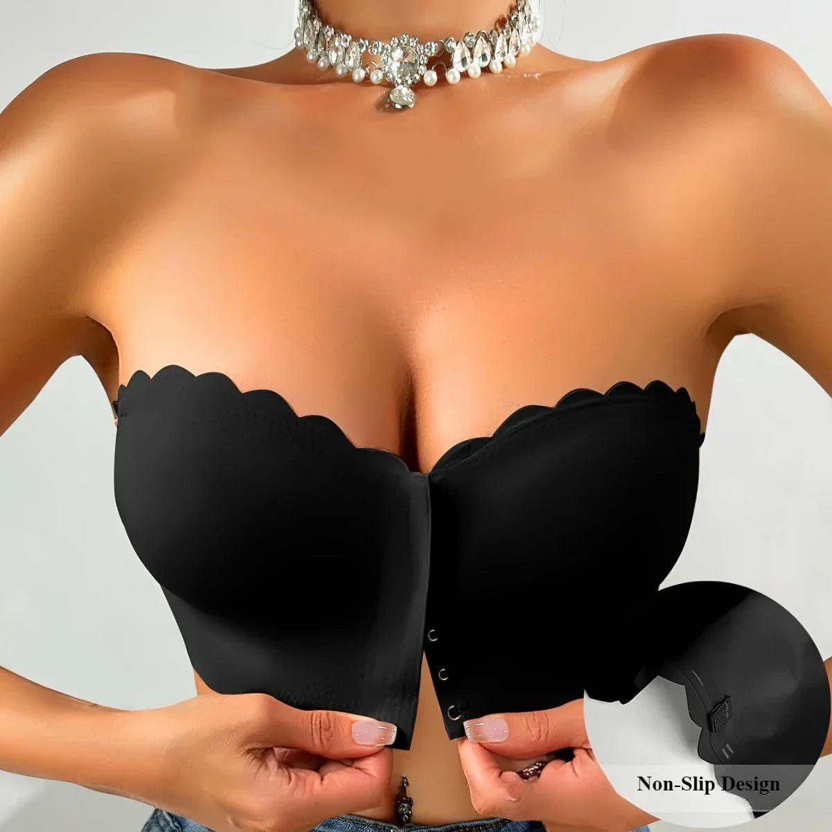 Front-Closure Seamless Bra – Wireless Breathable Comfort Support Bra, Invisible Smooth Underwear for Women Solid Color Gathering Fit
