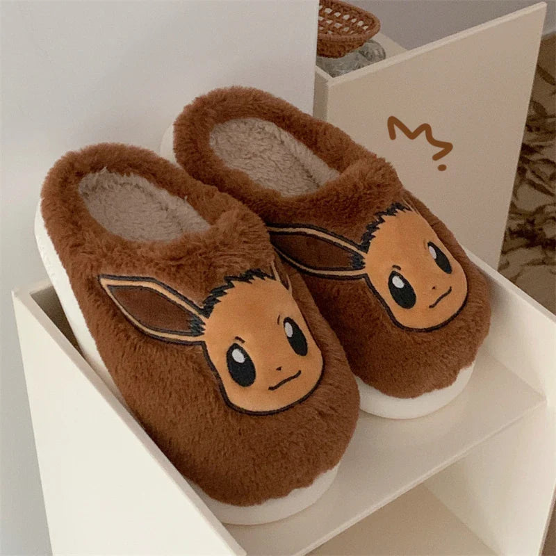 Genuine Pokémon Snorlax Plush Slippers – Warm Autumn & Winter Anime Cotton Footwear for Men & Women