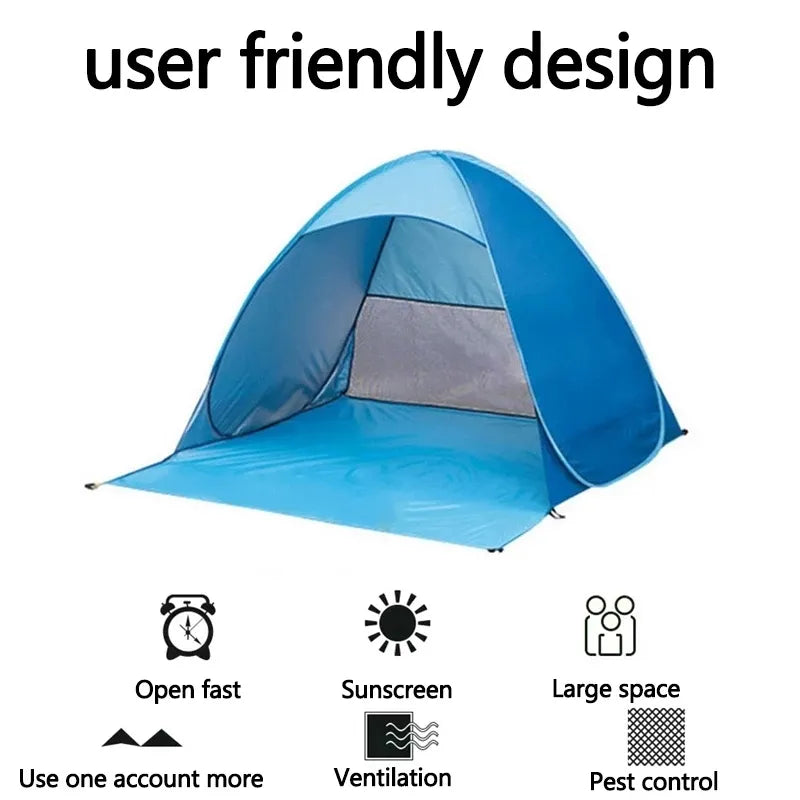 Automatic Instant Pop Up Tent - Portable Beach Tent Lightweight Outdoor UV Protection - Camping Fishing Sun Shelter