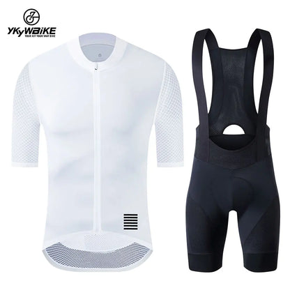 YKYWBIKE Cycling Jersey & Bib Shorts Set — Classic MTB Bike Clothing with Reflective Details