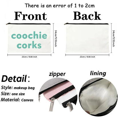 Coochie Corks Pattern Canvas Cosmetic Bag – Fashion Makeup Organizer, Travel Toiletry Pouch & Festival Gift for Women
