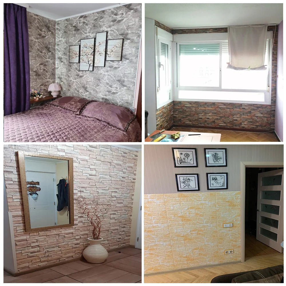 25pcs 3D Wall Stickers - Self-Adhesive Wallpaper Panels for Home Decor - Living Room, Bedroom, Bathroom, Kitchen Decoration - House Sticker Set