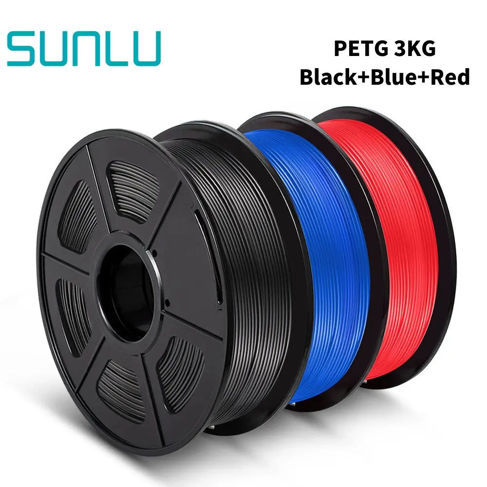 SUNLU PETG 3D Printer Filament 1.75mm ±0.02mm – 3 Rolls 1KG Each, Neatly Wound Vacuum-Sealed Printing Material
