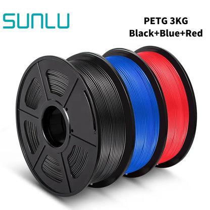 SUNLU PETG 3D Printer Filament 1.75mm ±0.02mm – 3 Rolls 1KG Each, Neatly Wound Vacuum-Sealed Printing Material