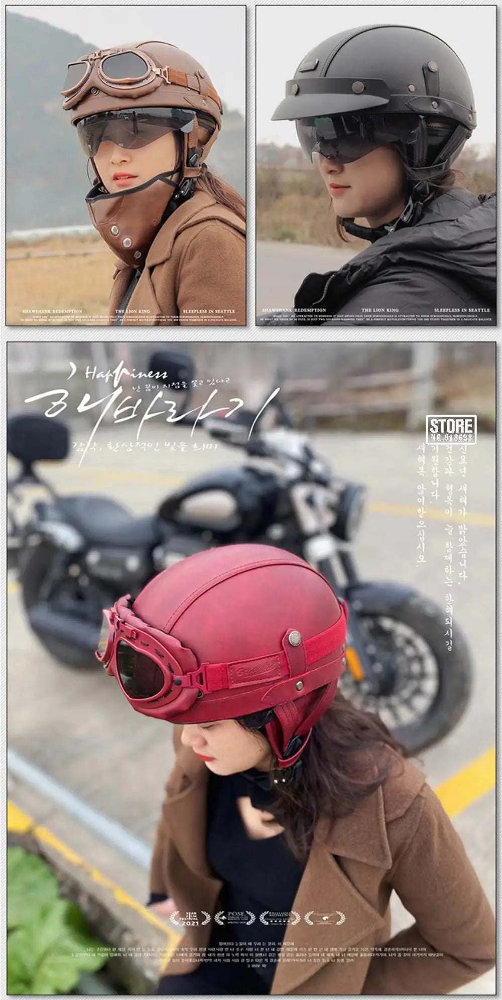 Retro DOT-Certified Motorcycle Half Helmet – HD Lens, Men & Women, 4-Season Scooter & Moto Riding Casco