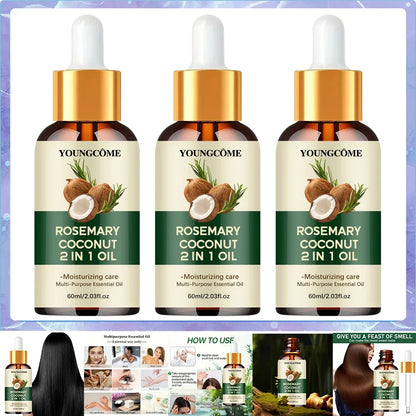 Rosemary Coconut Hair Oil - Nourishing Scalp Treatment for Stronger Hair Care & Hydration