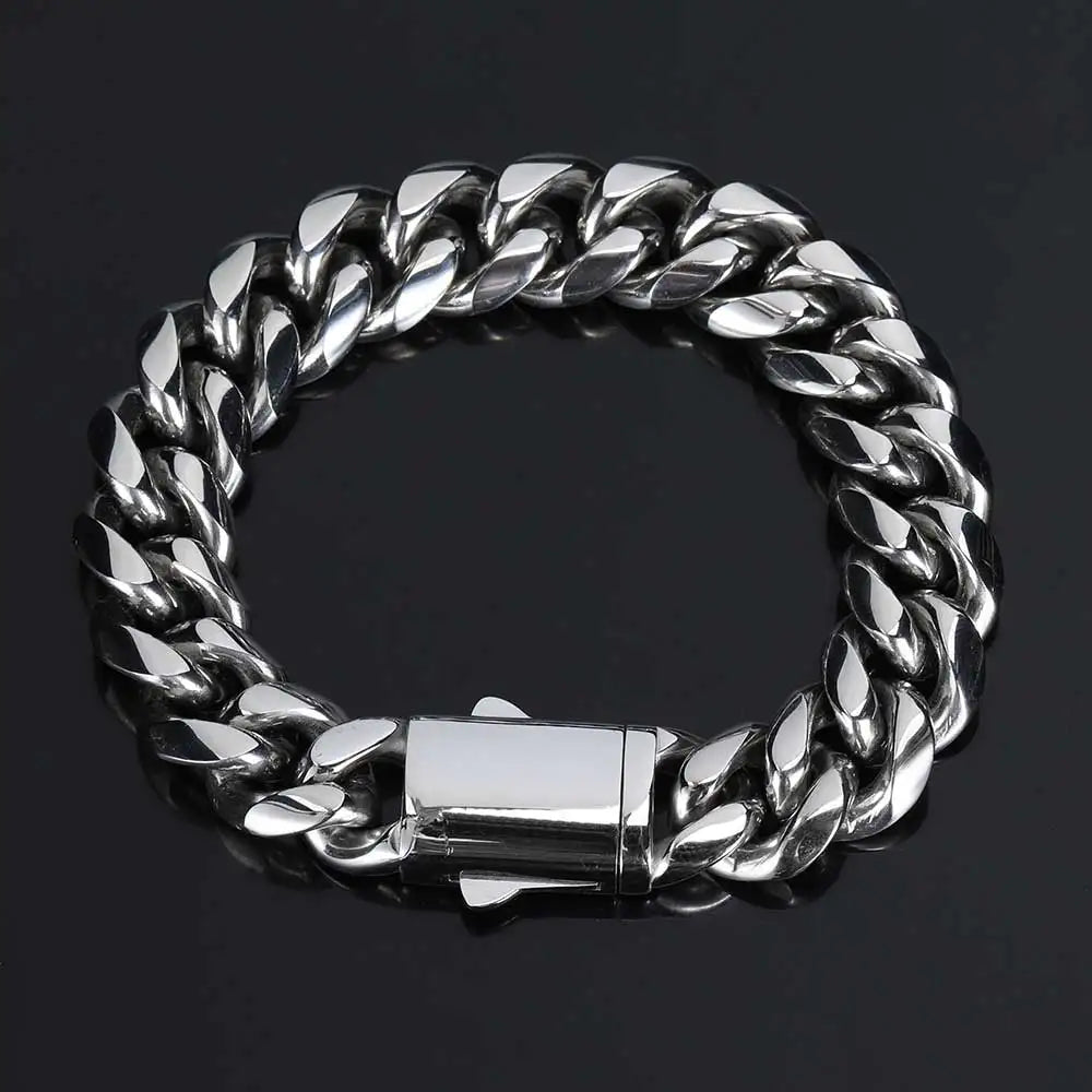 High-Quality Stainless Steel Gold Color Cuban Chain Necklace – 8-14mm Width, Waterproof Curb Link for Men & Women, Multiple Sizes