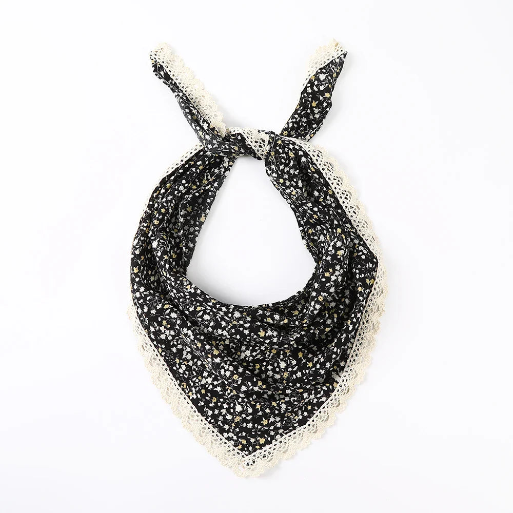 Fabric Printing Triangle Scarf — Flower Turban Bandana Headband for Women Retro Hair Accessories