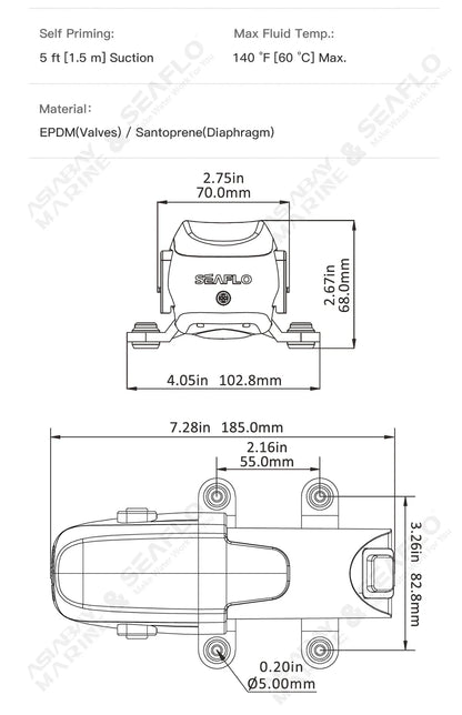 SEAFLO 12V 23A 40 PSI Automatic Marine Water Pump – Self-Priming Electric Diaphragm Pump for Boat, RV & Caravan High Pressure