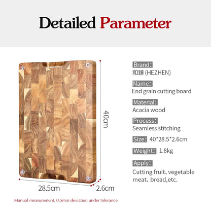 HEZHEN Premium Acacia Wood Double-Sided Cutting Board - Drain Water and Damp-Proof Kitchen Chopping Board