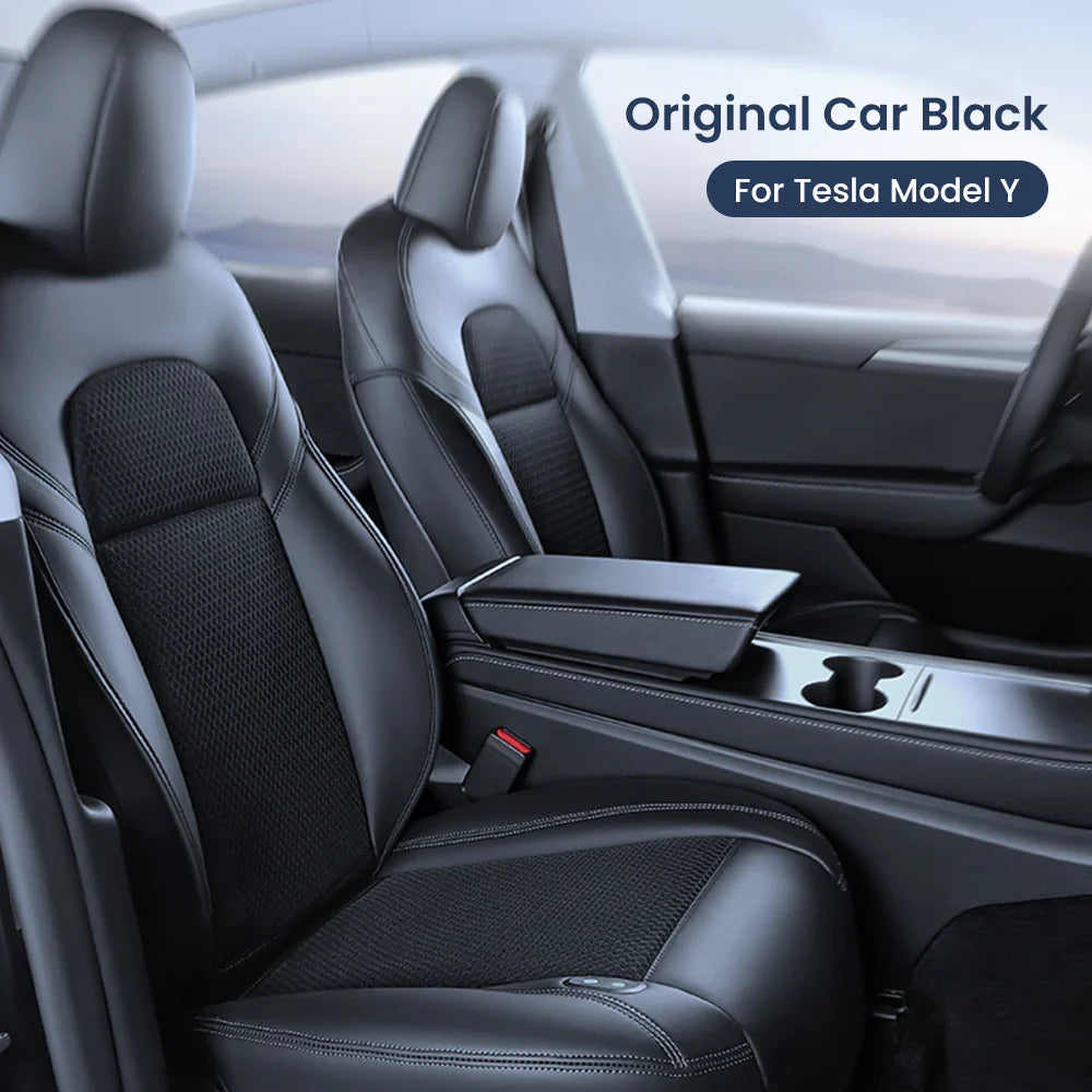 YZ Tesla Seat Cushion Cover — Ventilated Cooling Car Seat with Fan for Model 3 & Model Y | Breathable Summer Accessory