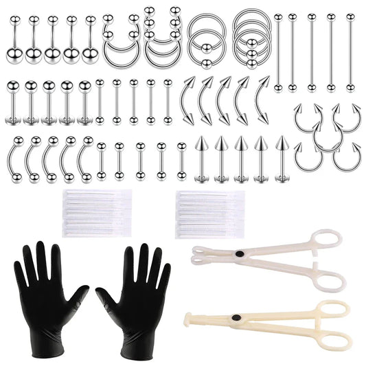 Stainless Steel Body Piercing Kit – Belly Button & Septum Piercing Set, Professional Piercing Tools for Personal and Salon Use