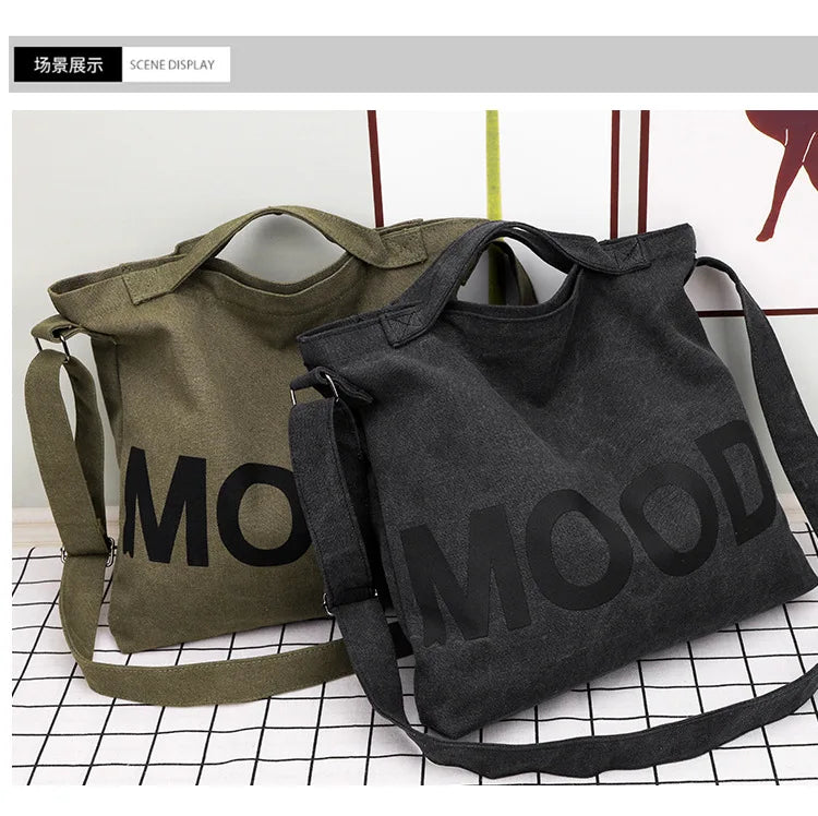 Women’s Tote Bag – Casual Canvas, Large Capacity Designer Handbag, Letters Shoulder & Crossbody Luxury Big Shopper Bag
