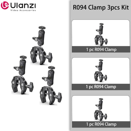 Ulanzi R094 Metal Super Clamp with 360° Ball Head Magic Arm, 1/4" & 3/8" Holes for DSLR Camera, Monitor, Light, Mic, and Rod Mount