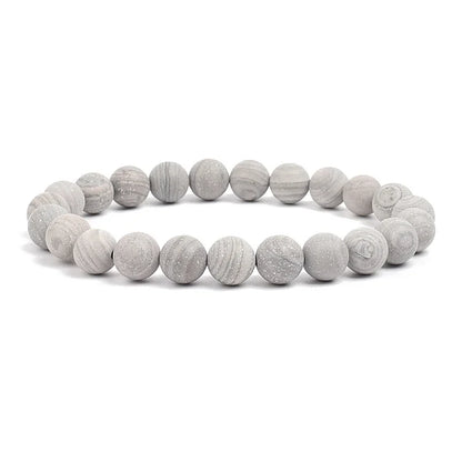 Natural Stone Bead Bracelet - Amethyst Crystal Quartz Aquamarine Jade Agate Elastic Bangle Jewelry for Women & Men