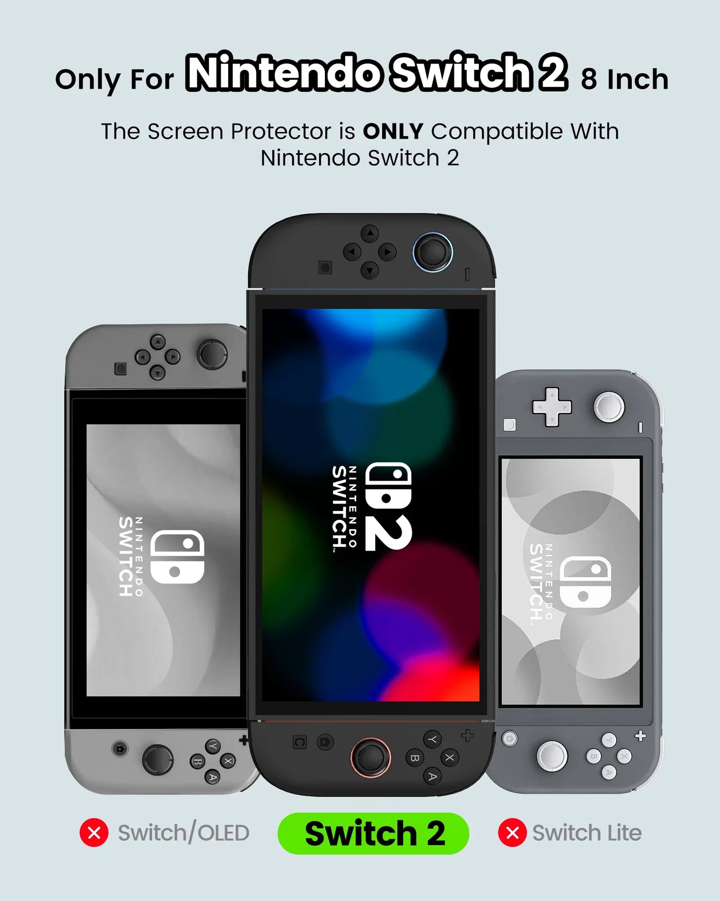 Tempered Glass Screen Protector for Nintendo Switch 2 (2025) — Ultra Clear 9H Hardness, Anti-Fingerprint, NS2 Protective Film