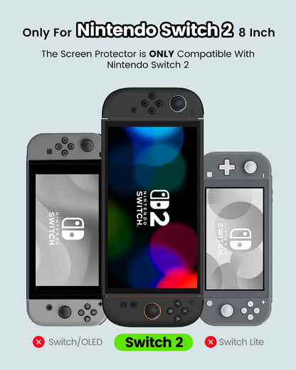 Tempered Glass Screen Protector for Nintendo Switch 2 (2025) — Ultra Clear 9H Hardness, Anti-Fingerprint, NS2 Protective Film