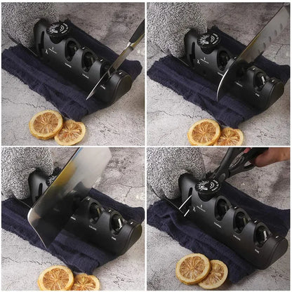 Upgraded 4-in-1 Angle Adjustable Knife Sharpener – Professional Kitchen Blade & Scissors Grinder with Sharpening Stone