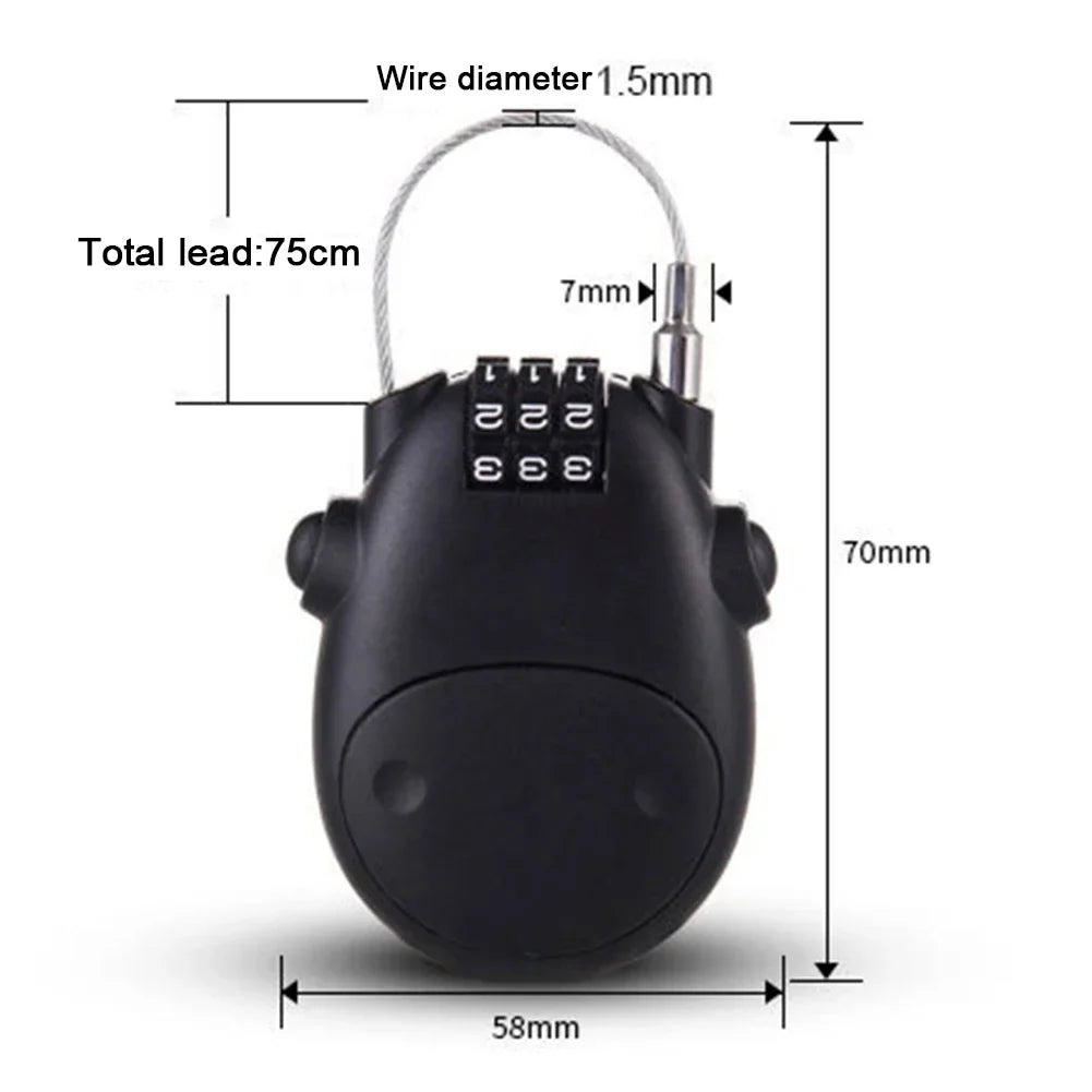 Universal Motorcycle Helmet Password Lock - Telescopic Wire Rope Steel Cable Code Lock for Suitcases, Cars, and More