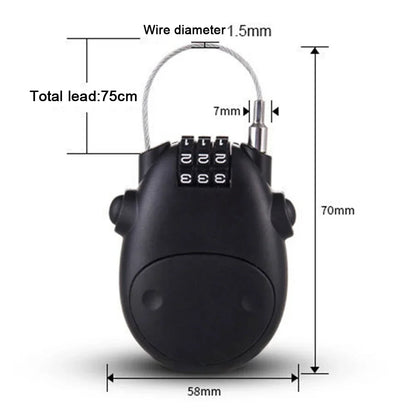 Universal Motorcycle Helmet Password Lock - Telescopic Wire Rope Steel Cable Code Lock for Suitcases, Cars, and More
