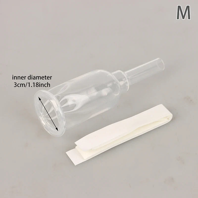 Medical Silicone Male External Catheter - Sterilized Self-Adhesive External Urine Collection Device Sizes S, M & L
