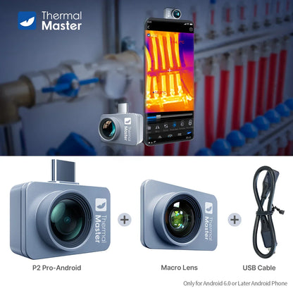 P2Pro Thermal Imager with 15X Magnetic Macro Lens – Infrared Camera for Phone, PCB & HVAC Inspection Tool