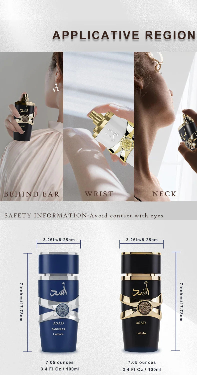 100ml Original Yara Moi Tous Asad Perfume Spray - Long-Lasting Men's and Women's Fragrance with Pheromones, Ideal Gift