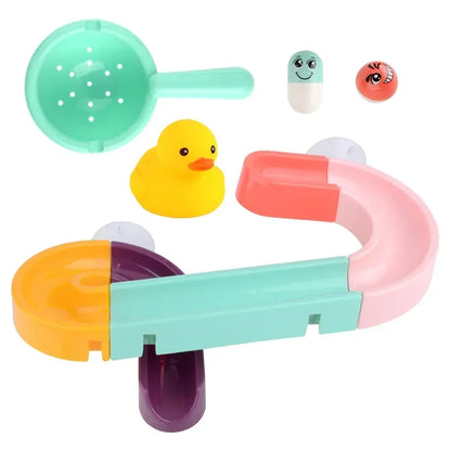 Baby DIY Bath Track Toy Set - Suction Cup Slide Assembly Duck Water Toys for Bathtub Shower Fun