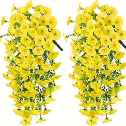 UV-Resistant Artificial Morning Glory & Eucalyptus Hanging Flowers – Outdoor Home, Garden & Wedding Décor