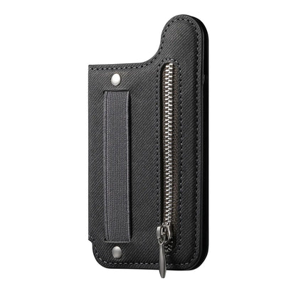 Flip Card Phone Case - Zipper Wallet Card Holder with Wrist Strap and Desktop Stand Support