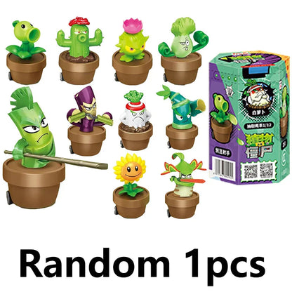 12PCS Plants vs Zombies Blind Box — Peashooter & Sunflower Pull-Back Car Mini Figurines, Collectible Toy for Kids