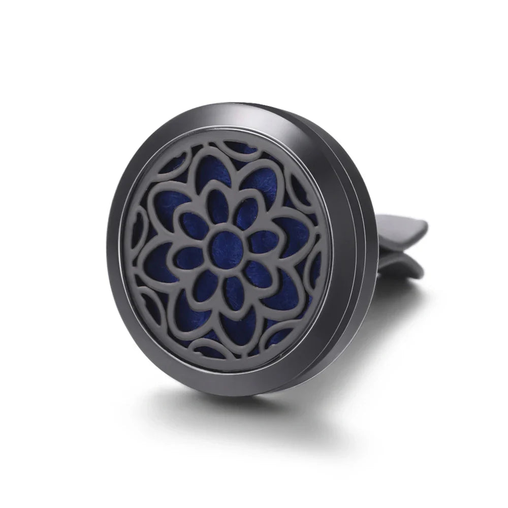 All-Black Tree of Life Car Air Freshener – Stainless Steel Aromatherapy Essential Oil Diffuser Locket Pendant