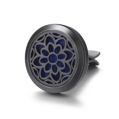 All-Black Tree of Life Car Air Freshener – Stainless Steel Aromatherapy Essential Oil Diffuser Locket Pendant