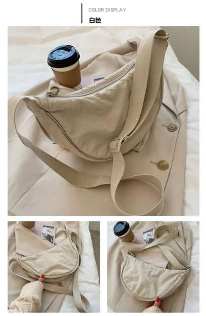 Casual Nylon Hobo Crossbody Bag for Women – Shoulder, Half Moon, Tote Travel Shopper & Purses
