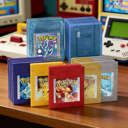 Pokemon GBC Game Cartridge - 16-Bit Video Game Card in Red, Blue, Crystal, Gold, Silver & Yellow Versions