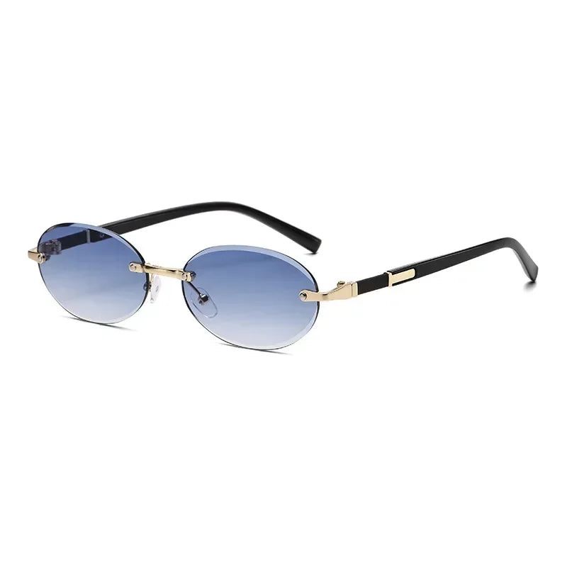 Rimless Rectangle Sunglasses – Unisex Small Square Fashion Shades, Lightweight UV Protection for Summer Travel