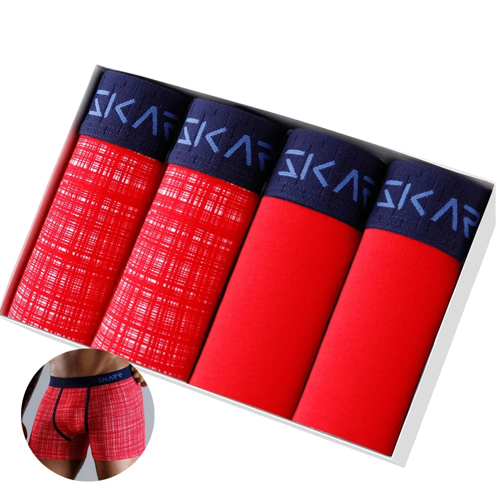 4pcs Men Cotton Boxer Shorts - Soft Comfortable Male Underwear Briefs Couple Boxers Set