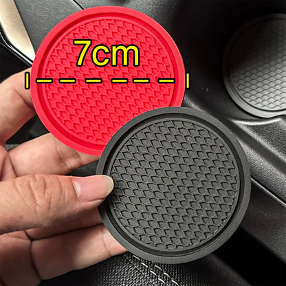 2PCS Non-Slip Car Cup Holder Mats – Round Heat-Resistant Drink Pad Coasters for Interior Auto Decoration Accessories