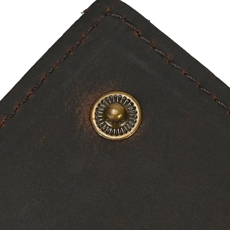 Men's Genuine Leather Short Wallet with Chain – Zipper Clutch, Trifold Purse, Card Holder & Coin Purse for Men