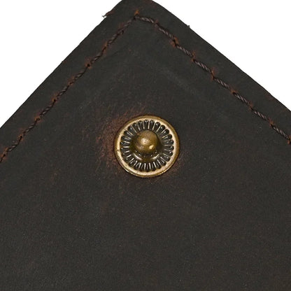 Men's Genuine Leather Short Wallet with Chain – Zipper Clutch, Trifold Purse, Card Holder & Coin Purse for Men