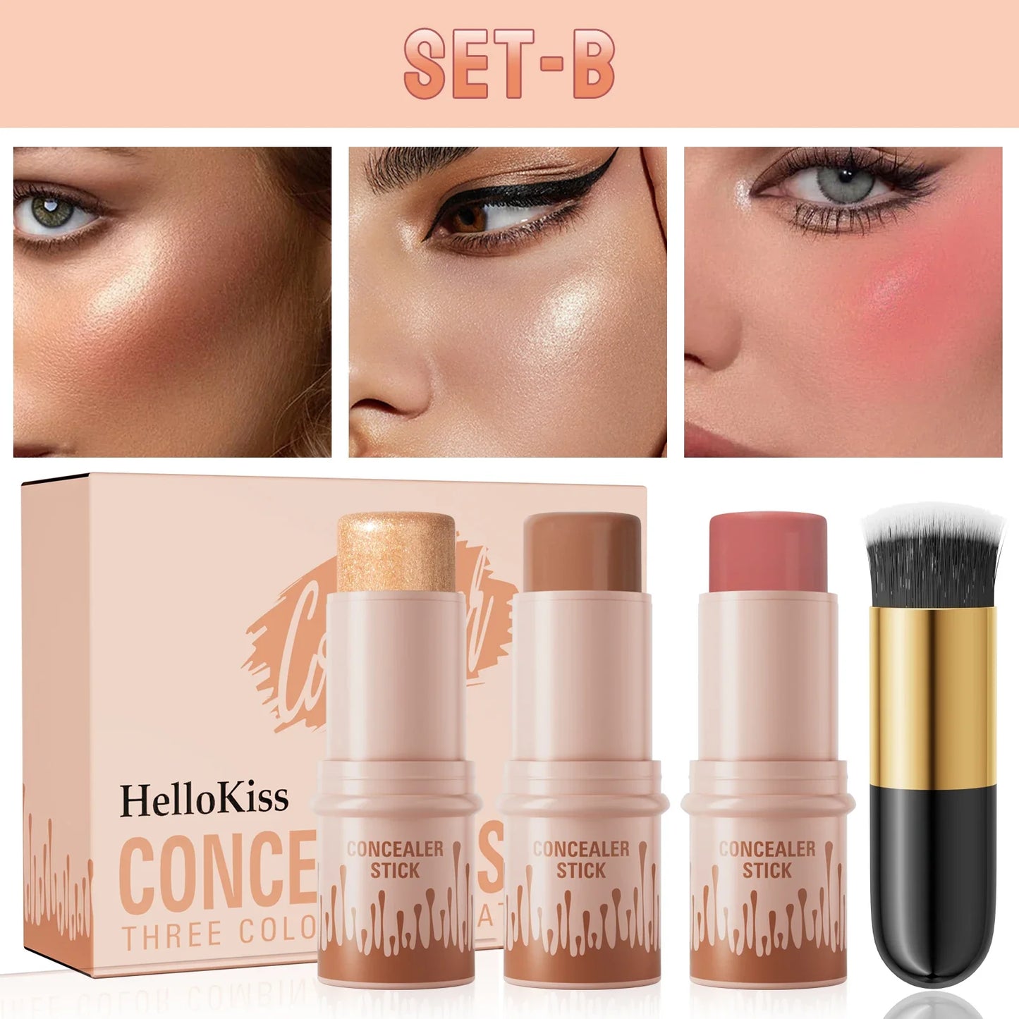 Contour Stick Set – Natural Matte Finish Highlighters & Shadow, Waterproof V-Face Shaping Contour Wand for Face Makeup