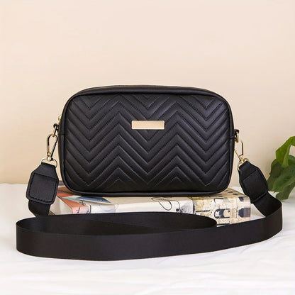 Minimalist Quilted Mini Crossbody Bag - Trendy PU Shoulder Bag, Women’s Casual Handbag and Mobile Phone Wallet