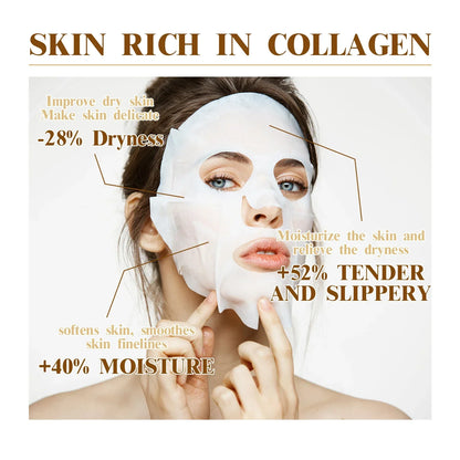 10PCS Collagen Anti-Wrinkle Facial Masks – Korean Skincare for Anti-Aging, Firming, Moisturizing & Brightening