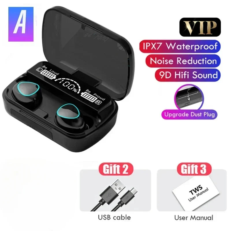 M10 Bluetooth Earphones – Waterproof HiFi Stereo Wireless Earbuds with LED Display & Gaming Headset