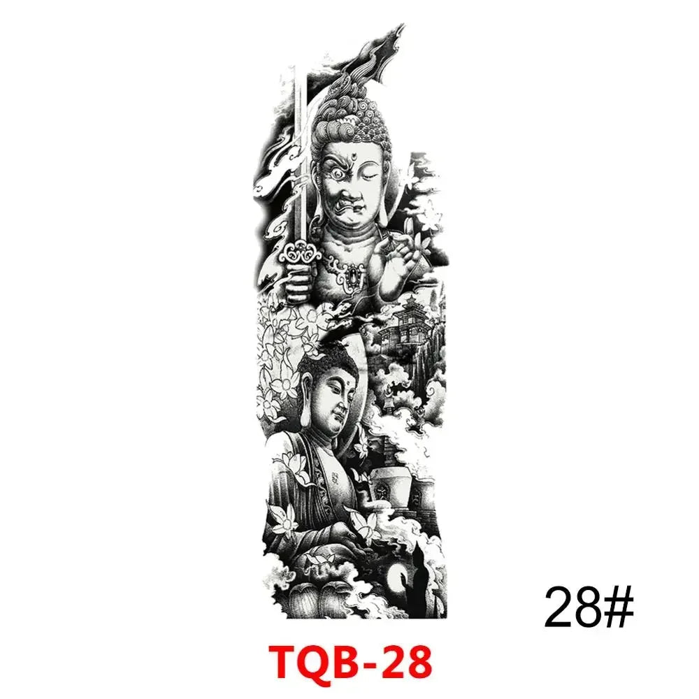 16 Designs Full Arm Temporary Tattoo Sleeves - Waterproof Body Art Stickers for Men & Women Fashion Style