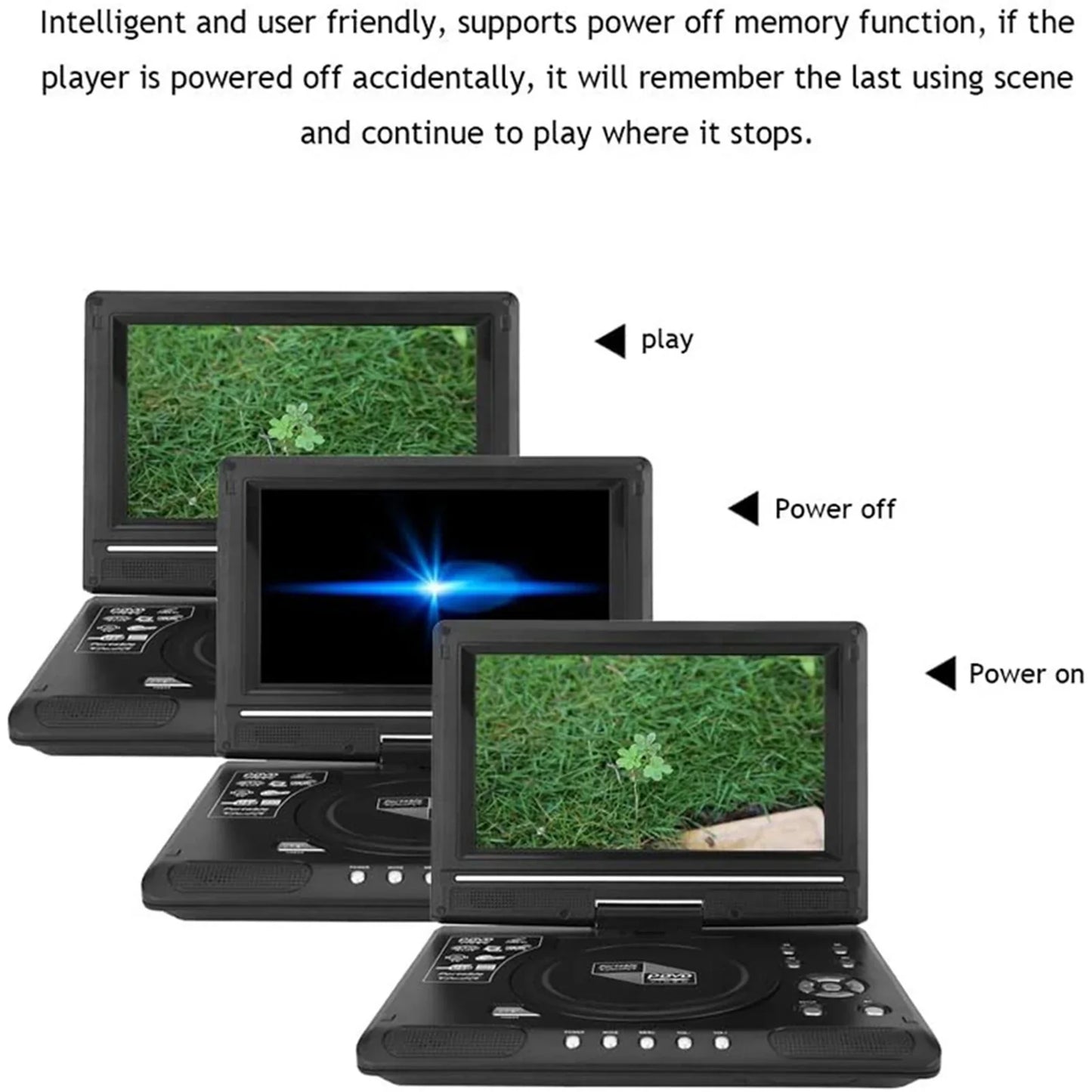 9.8" Portable LCD DVD Player for Car & Home – 270° Swivel Screen, CD/MP3/FM, Game & TV Function